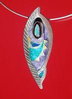 Robert Mannella - Sterling Silver Cloisonne Enamel Fish Yowah Nut Opal Pendant